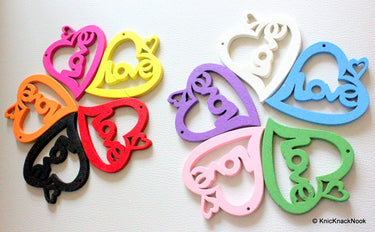 1 x Fuchsia Pink Love Heart Wood Bead 70mm